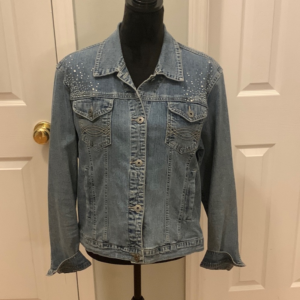 Y2K Ethyl Vintage Denim Bling Jacket- Size XL
